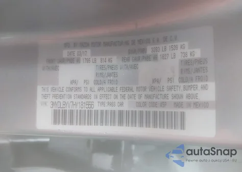 2017 Toyota Yaris Ia z USA, uszkodzony, nr VIN 3MYDLBYV7HY181556